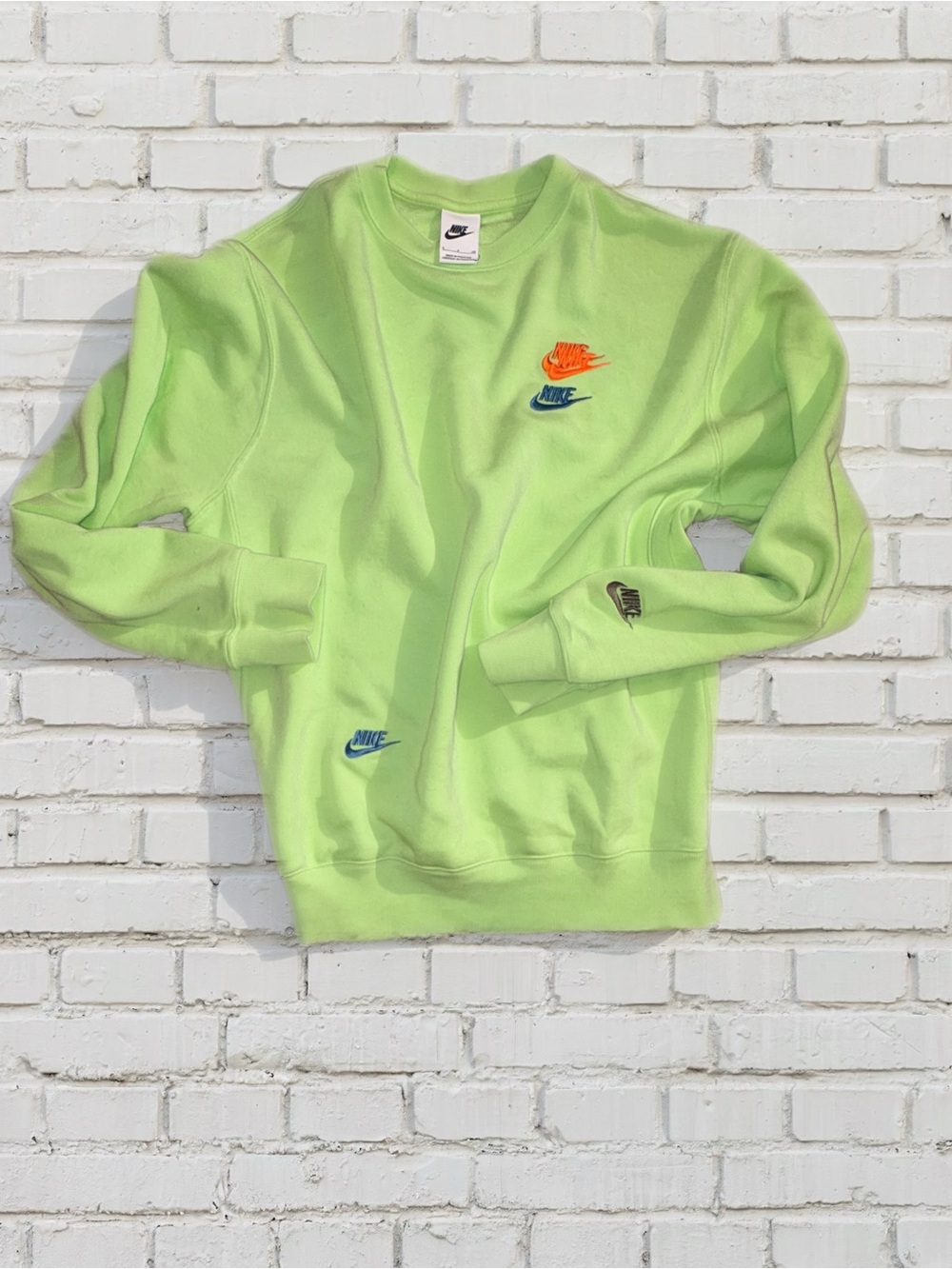 Nike Lime Green Embroidered Crewneck Sweatshirt